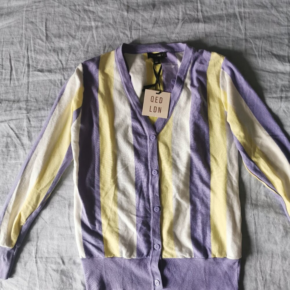 QED London cardigan in bold striped